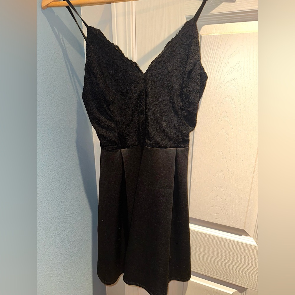 Black spaghetti strap mini dress